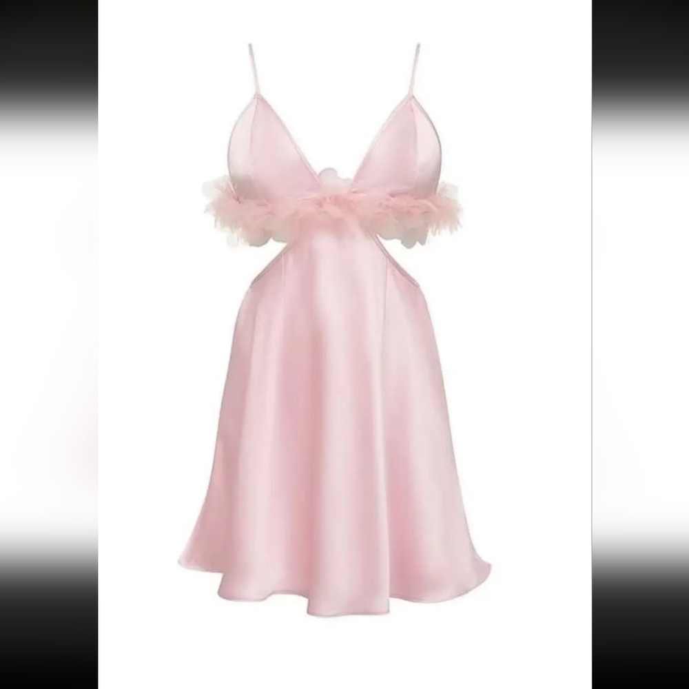 For Love and Lemons Floral Trim Slip Dress